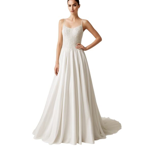 St Tropez Wedding Dress Womens S White Ballgown Beaded Bodice Tulle Train Bridal - Picture 15 of 15